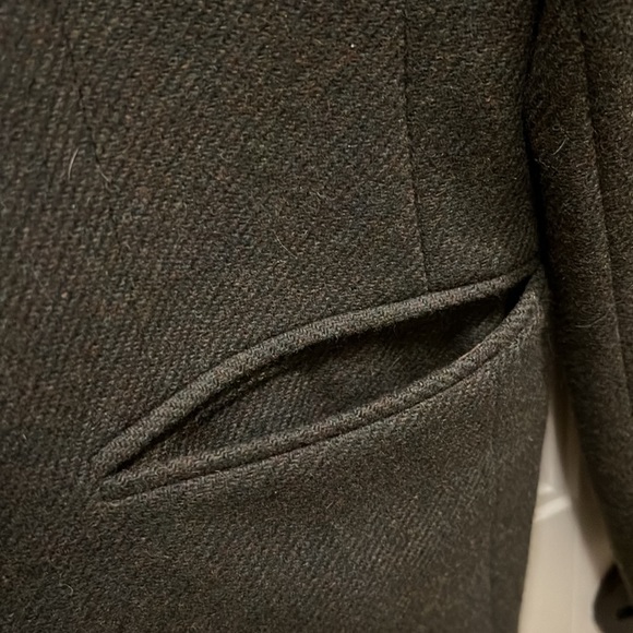 1990’s Jones NY Green Lambs Wool Hunting Jacket Single Breasted Welt Pockets - Picture 5 of 10